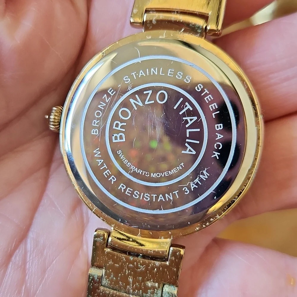 2 BRONZO ITALIA Watches‎ Gold  Rhinestones Mother of Pearl Wristbands Women